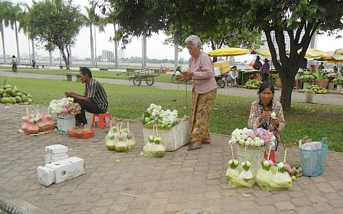 Selling flowers for Buddhist offerings